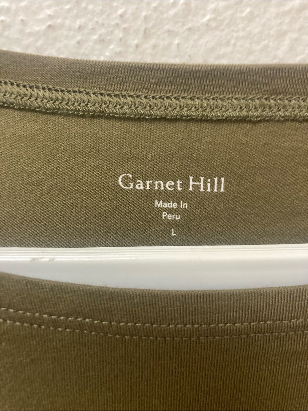 GARNET HILL Olive Green Top 3/4 Length Sleeves (L) - Picture 2 of 5
